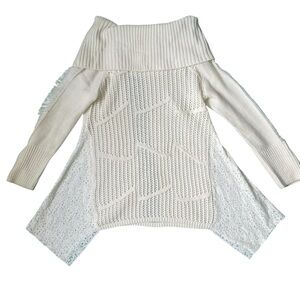 Kate & Mallory Cream Asymmetrical Cowl Neck Sweater